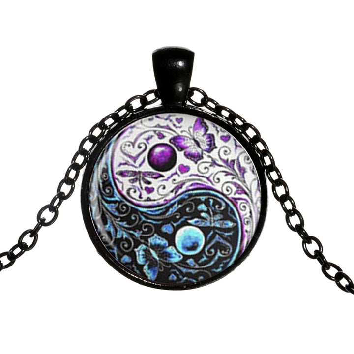 Classic Yin-yang Symbol Butterfly Round Pendant Men Women Necklace Jewelry Gift Image 3