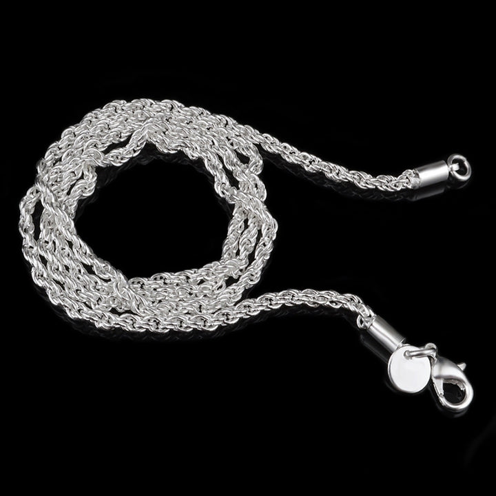 Unisex Fashion Silver Plated 3mm Twisted Rope Chain Necklace Party Jewelry Gift Image 2