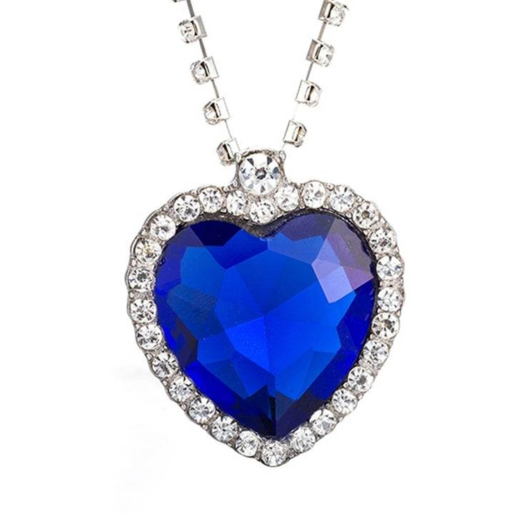 Women Fashion Heart Shape Cubic Zirconia Pendant Chain Necklace Jewelry Gift Image 3