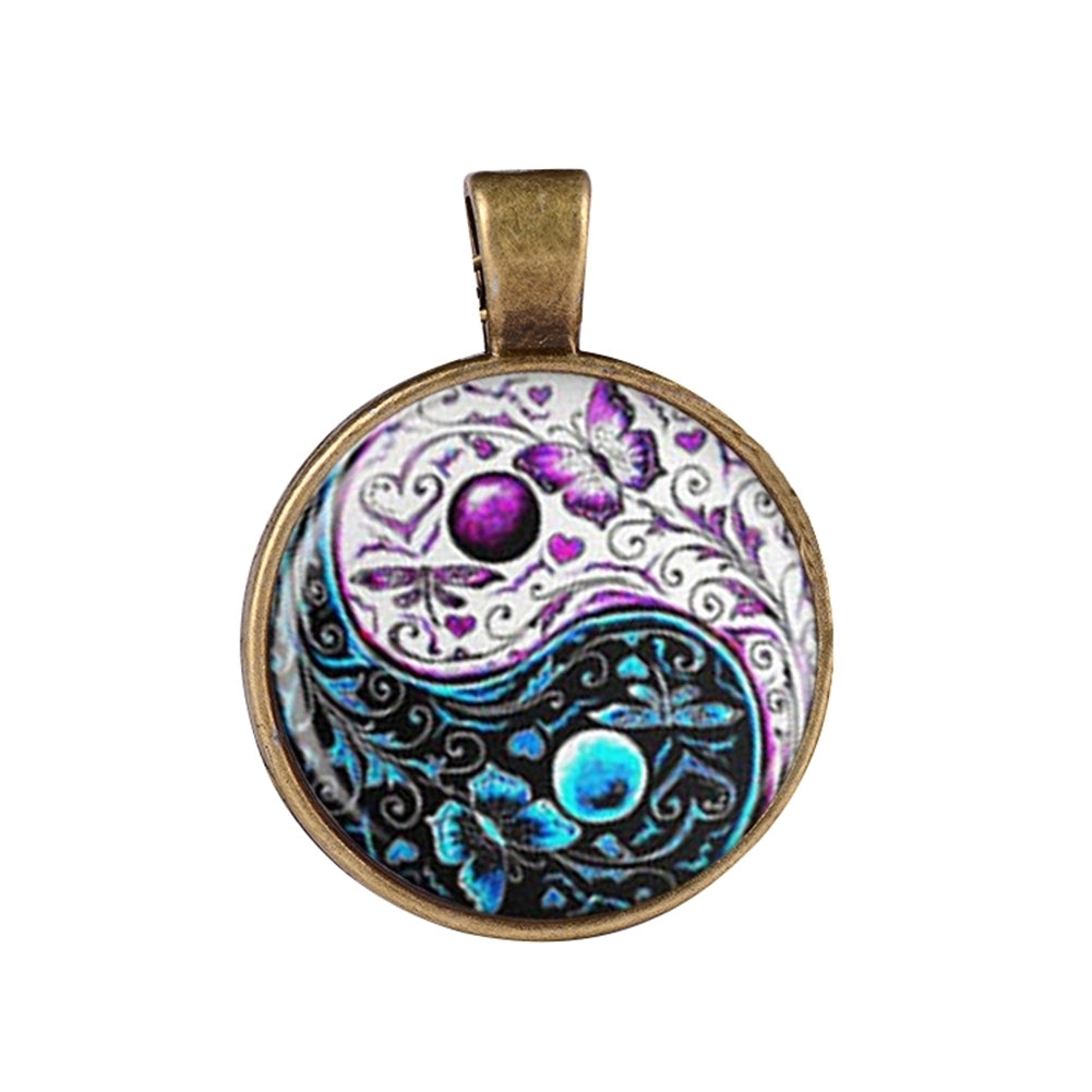 Classic Yin-yang Symbol Butterfly Round Pendant Men Women Necklace Jewelry Gift Image 4