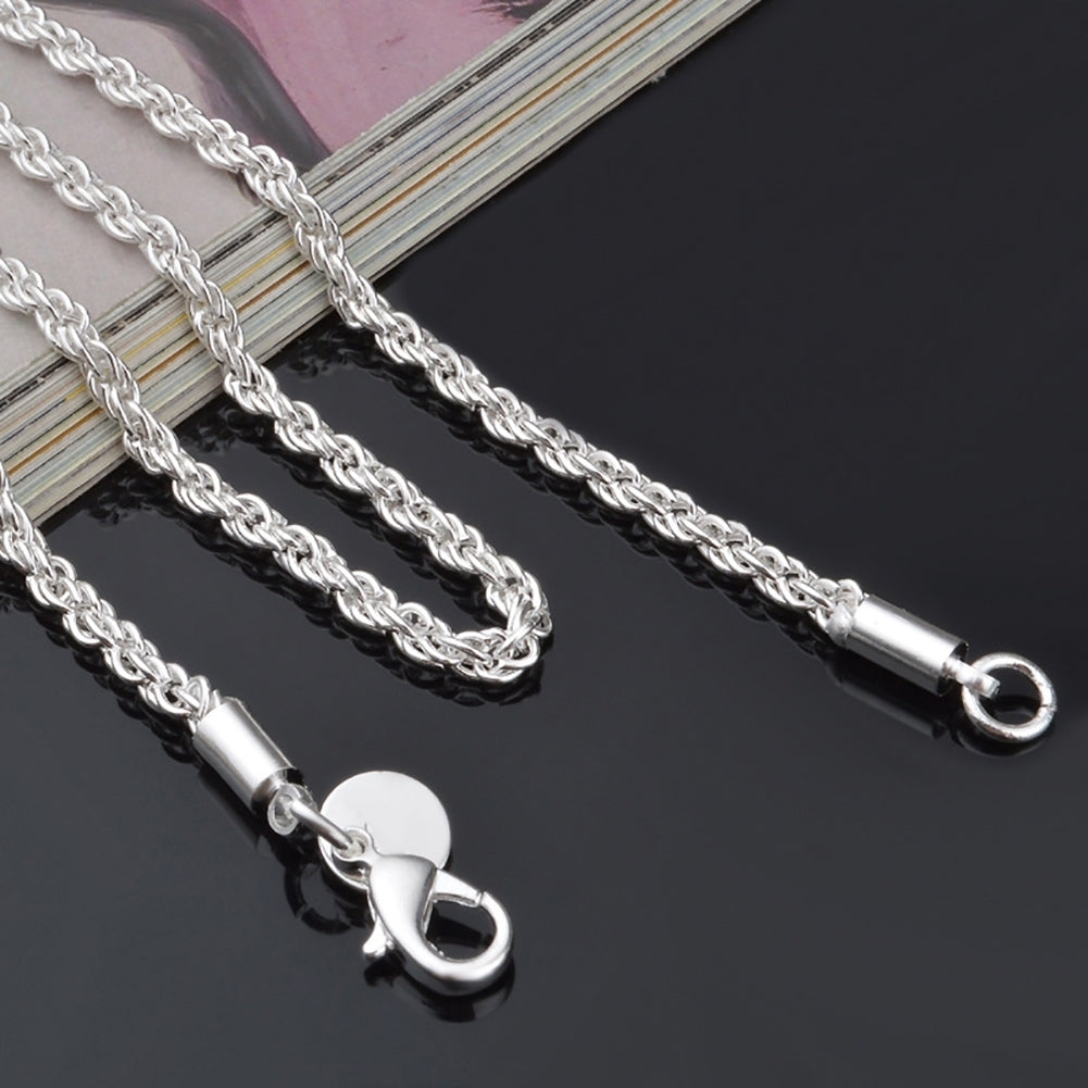 Unisex Fashion Silver Plated 3mm Twisted Rope Chain Necklace Party Jewelry Gift Image 4