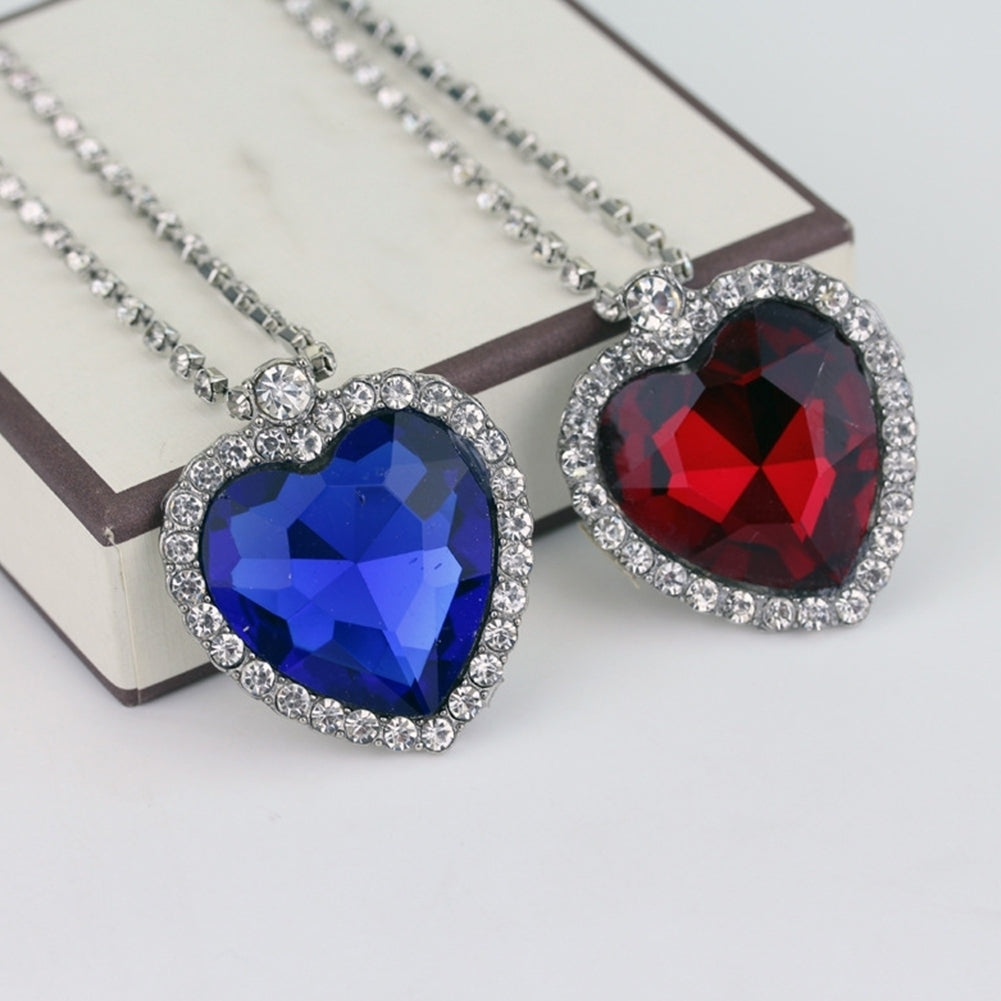 Women Fashion Heart Shape Cubic Zirconia Pendant Chain Necklace Jewelry Gift Image 4