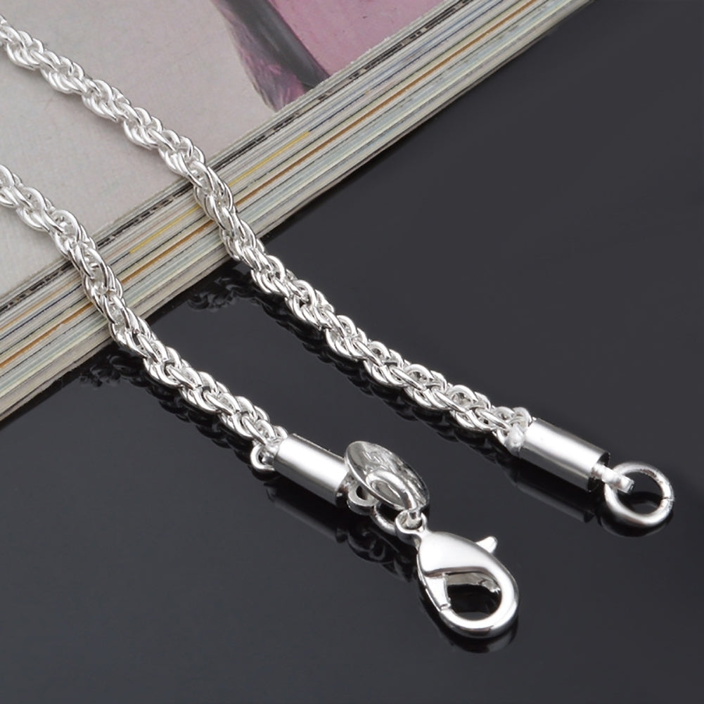 Unisex Fashion Silver Plated 3mm Twisted Rope Chain Necklace Party Jewelry Gift Image 4