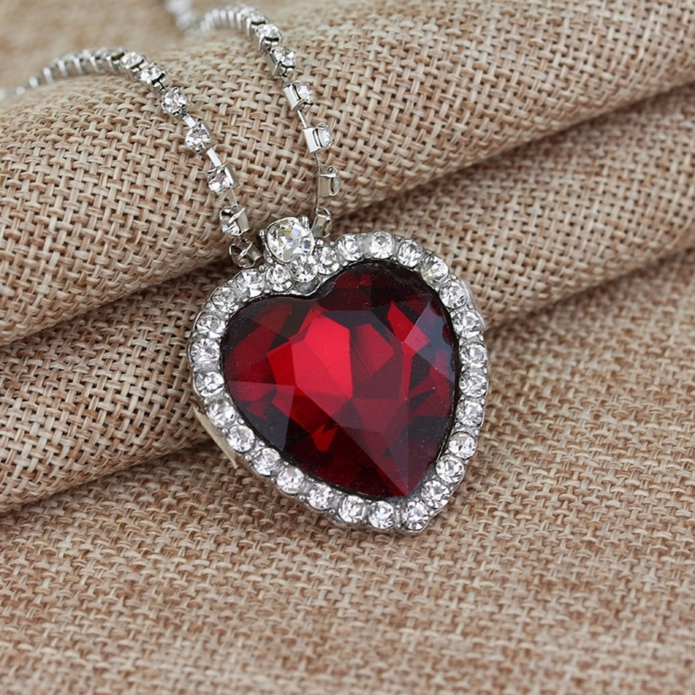 Women Fashion Heart Shape Cubic Zirconia Pendant Chain Necklace Jewelry Gift Image 6