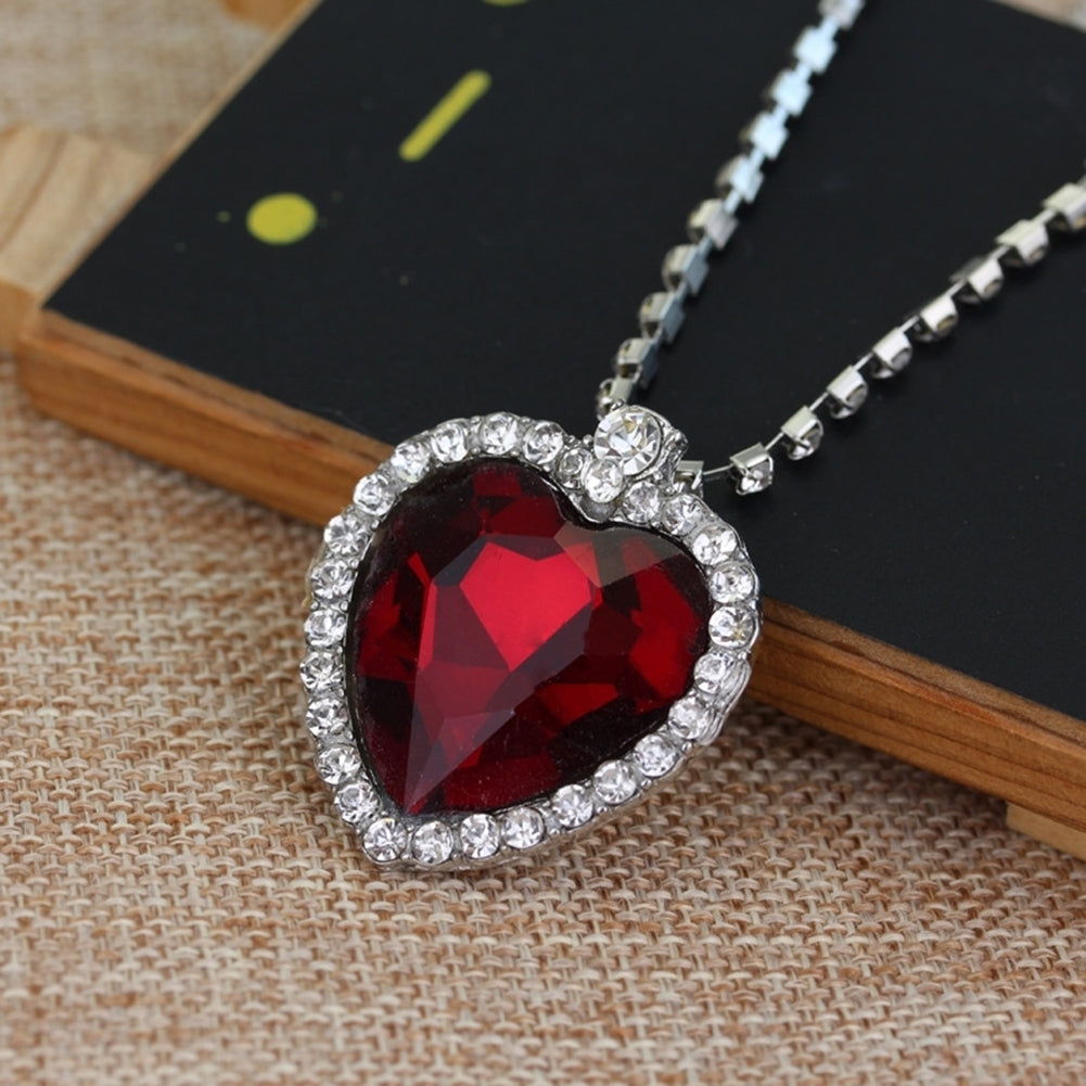 Women Fashion Heart Shape Cubic Zirconia Pendant Chain Necklace Jewelry Gift Image 8