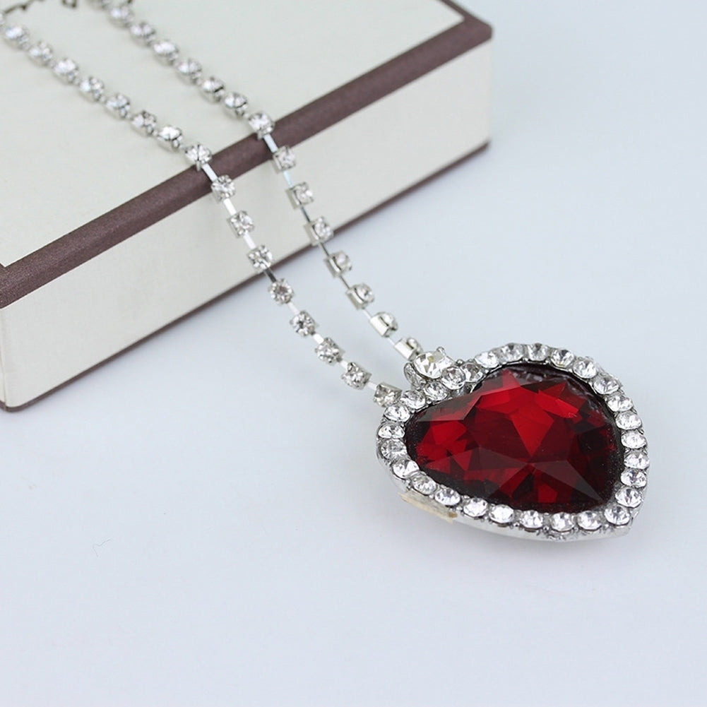 Women Fashion Heart Shape Cubic Zirconia Pendant Chain Necklace Jewelry Gift Image 10