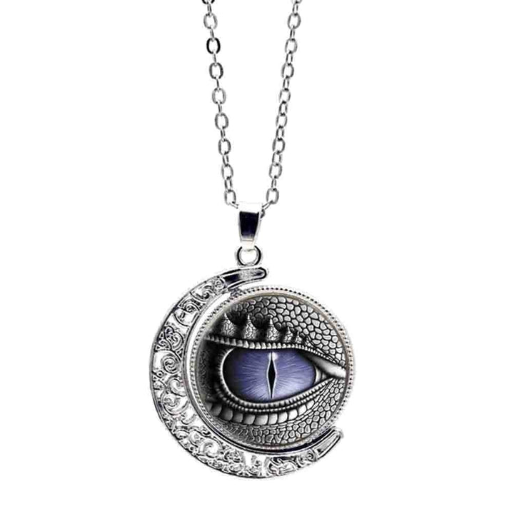 Unisex Rotatable Dragon Eye Hollow Moon Pendant Long Chain Necklace Jewlery Image 4