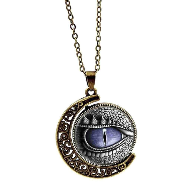 Unisex Rotatable Dragon Eye Hollow Moon Pendant Long Chain Necklace Jewlery Image 4