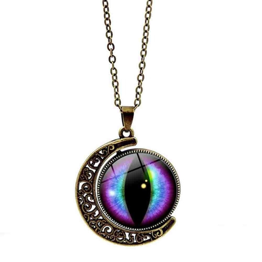 Unisex Multicolor Rotation Dragon Eye Moon Pendant Chain Necklace Jewelry Gift Image 1