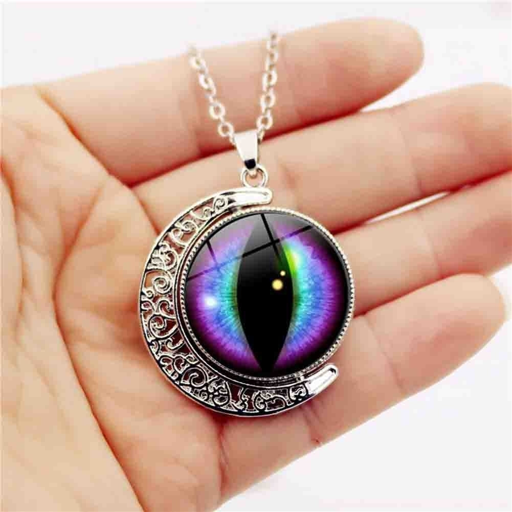 Unisex Multicolor Rotation Dragon Eye Moon Pendant Chain Necklace Jewelry Gift Image 2