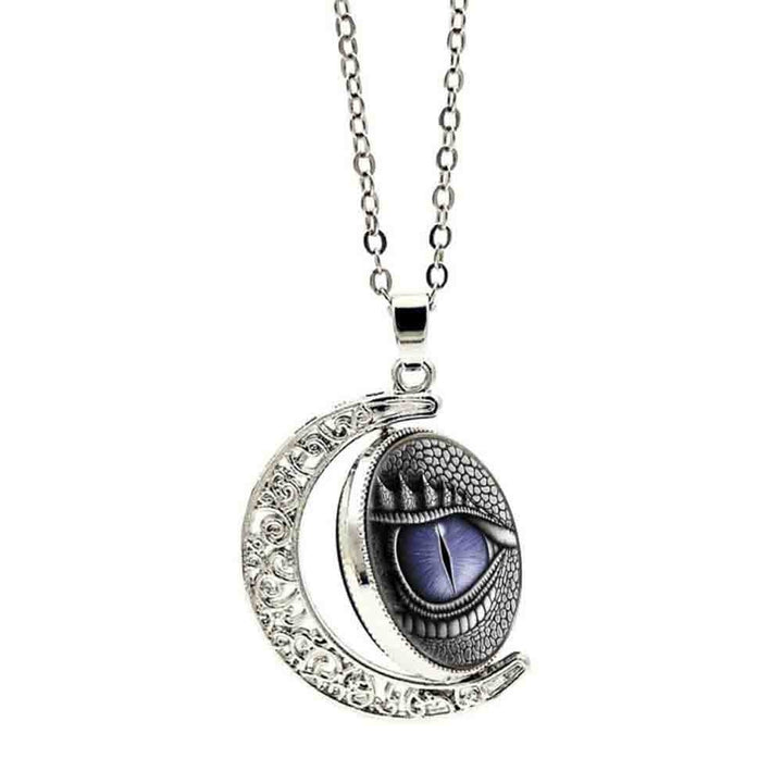 Unisex Rotatable Dragon Eye Hollow Moon Pendant Long Chain Necklace Jewlery Image 7