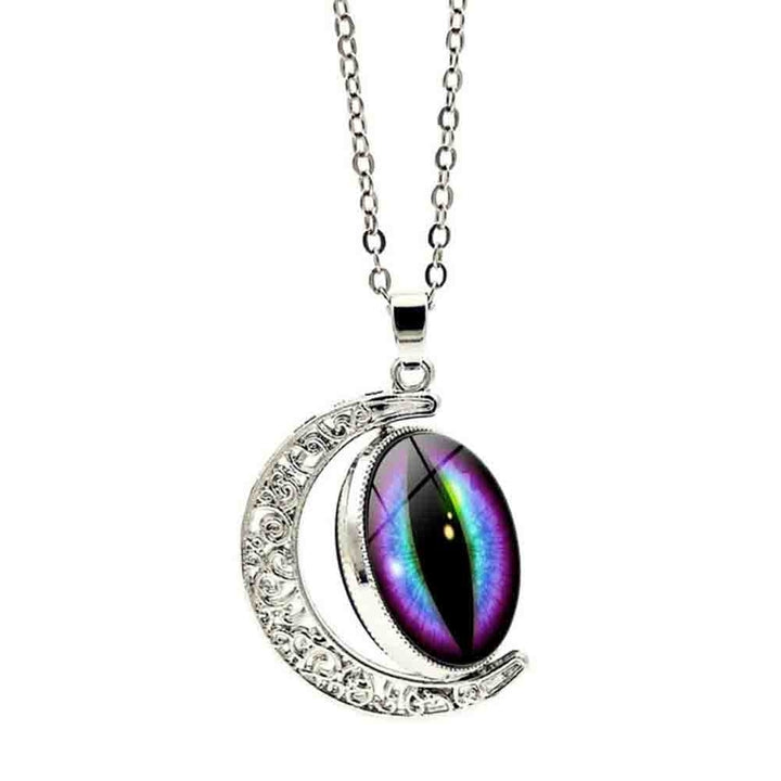 Unisex Multicolor Rotation Dragon Eye Moon Pendant Chain Necklace Jewelry Gift Image 4