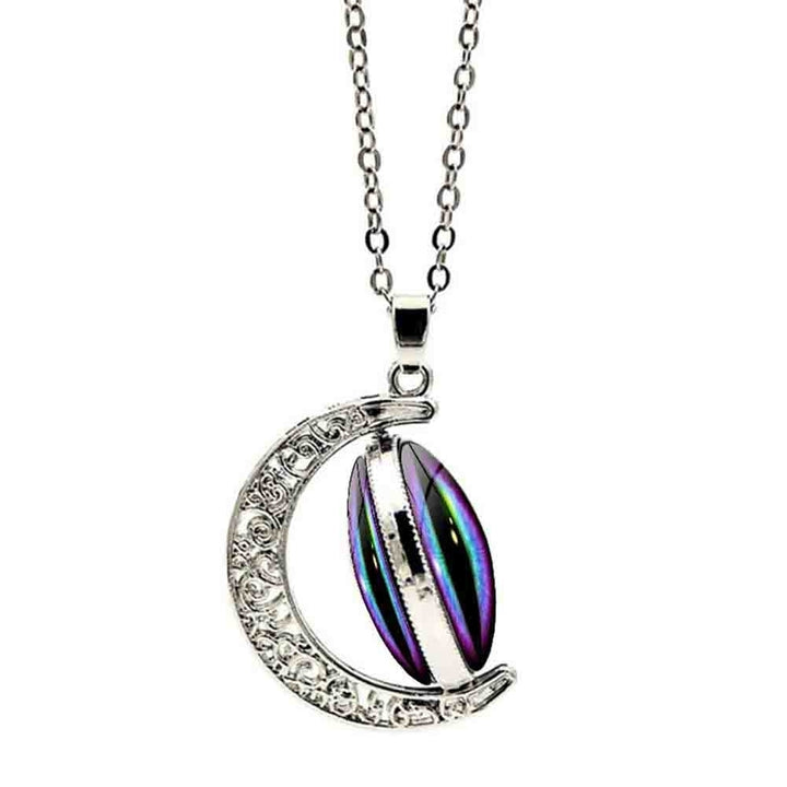 Unisex Multicolor Rotation Dragon Eye Moon Pendant Chain Necklace Jewelry Gift Image 4