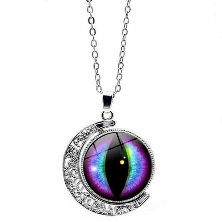 Unisex Multicolor Rotation Dragon Eye Moon Pendant Chain Necklace Jewelry Gift Image 6