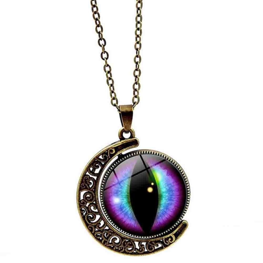 Unisex Multicolor Rotation Dragon Eye Moon Pendant Chain Necklace Jewelry Gift Image 7