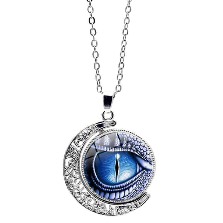 Unisex Rotate Round Dragon Eye Crescent Moon Pendant Long Chain Necklace Jewelry Image 6