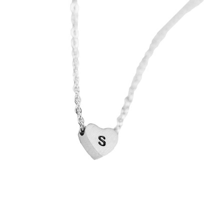 Fashion Women English Letters Carved Heart Pendant Chain Necklace Jewelry Gift Image 2