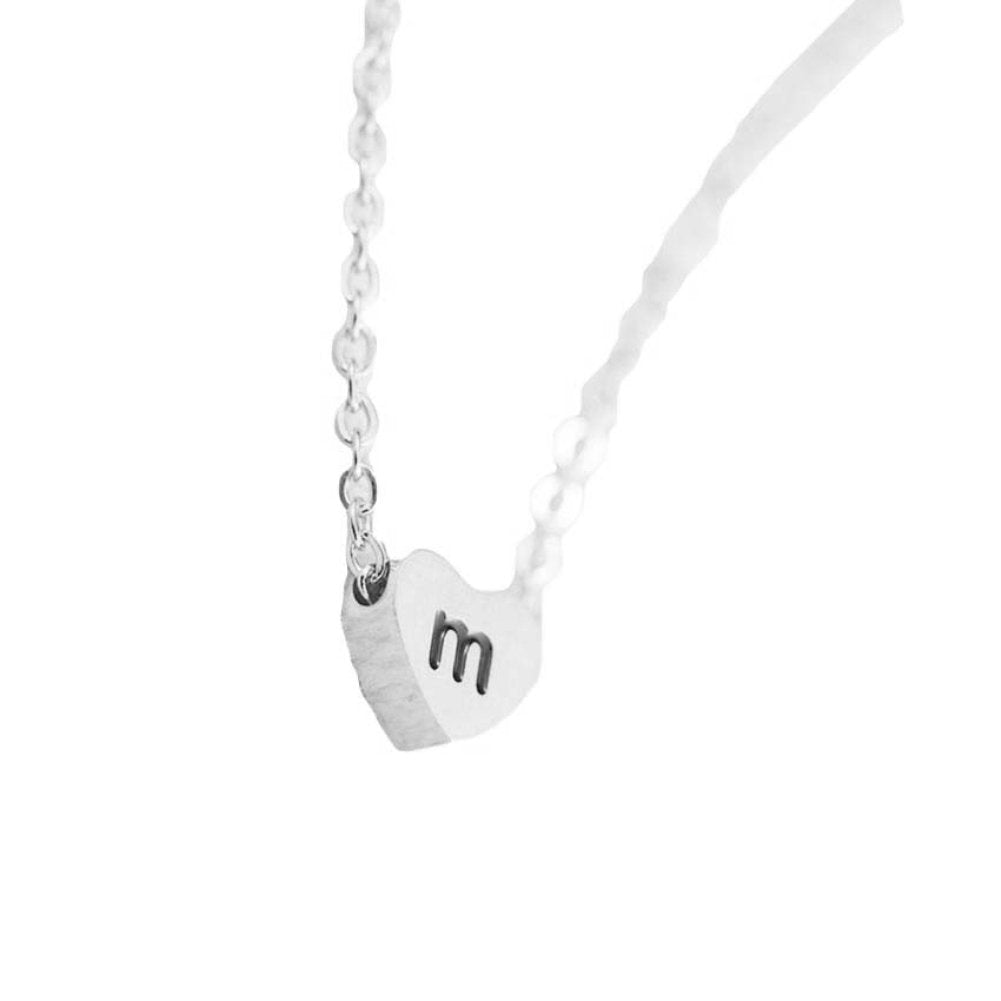 Fashion Women English Letters Carved Heart Pendant Chain Necklace Jewelry Gift Image 4