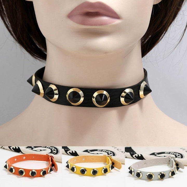 Night Club Punk Women Spike Rivet Studded Faux Leather Choker Necklace Collar Image 1