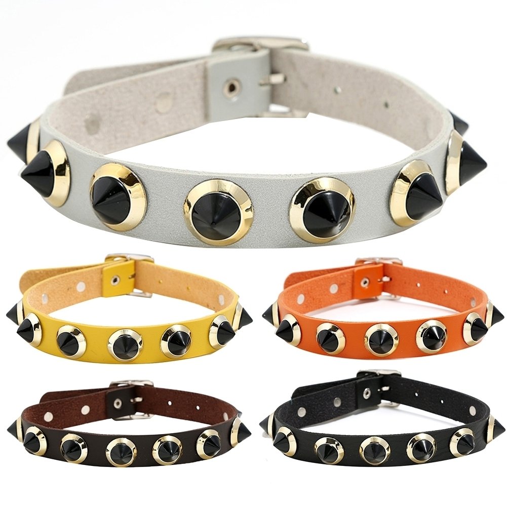 Night Club Punk Women Spike Rivet Studded Faux Leather Choker Necklace Collar Image 7