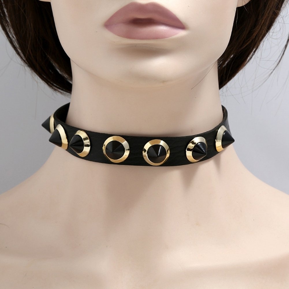 Night Club Punk Women Spike Rivet Studded Faux Leather Choker Necklace Collar Image 9