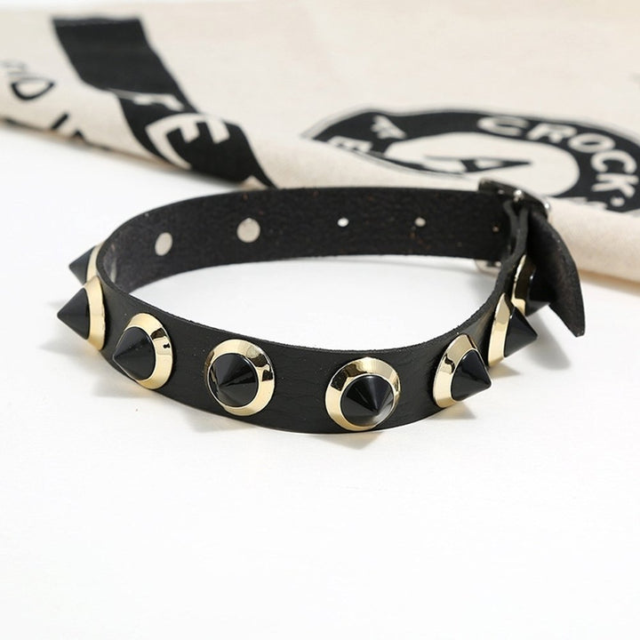 Night Club Punk Women Spike Rivet Studded Faux Leather Choker Necklace Collar Image 12