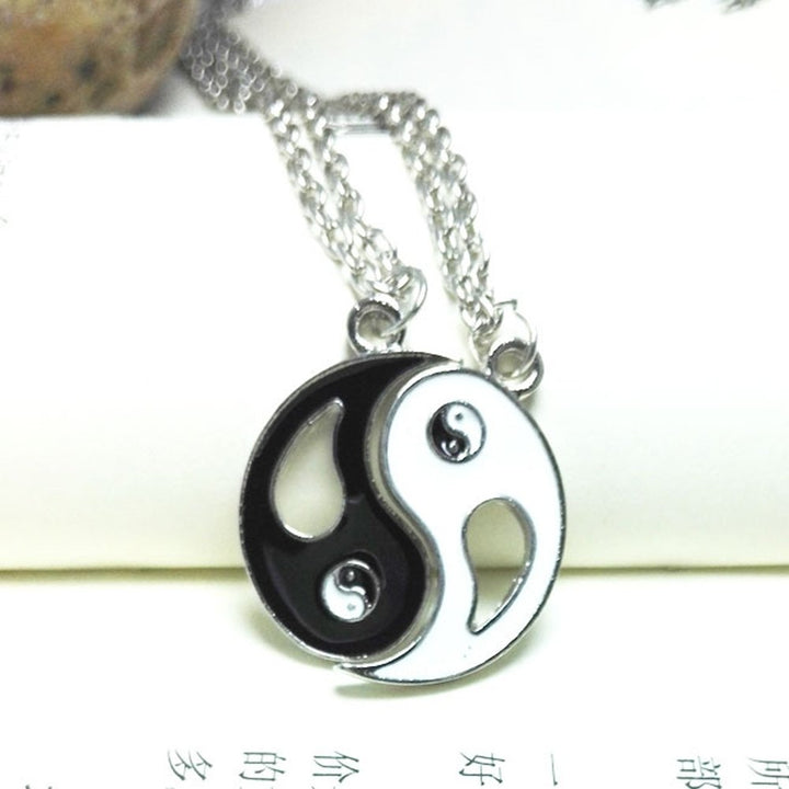 2Pcs Unisex Taiji Bagua Pendant Matching Necklaces Adjustable Jewelry Gift Image 4