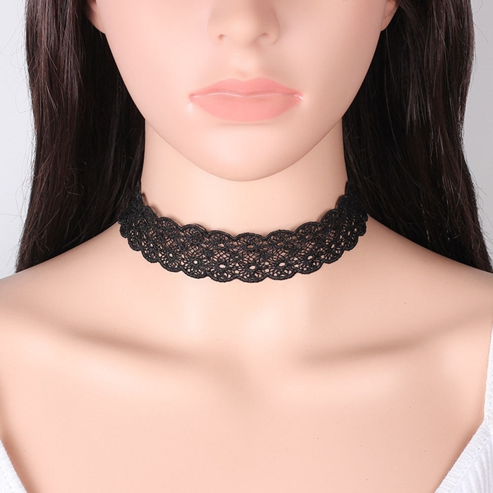 Women Gothic Tattoo Hollow Lace Clavicle Short Necklace Adjustable Jewelry Gift Image 2