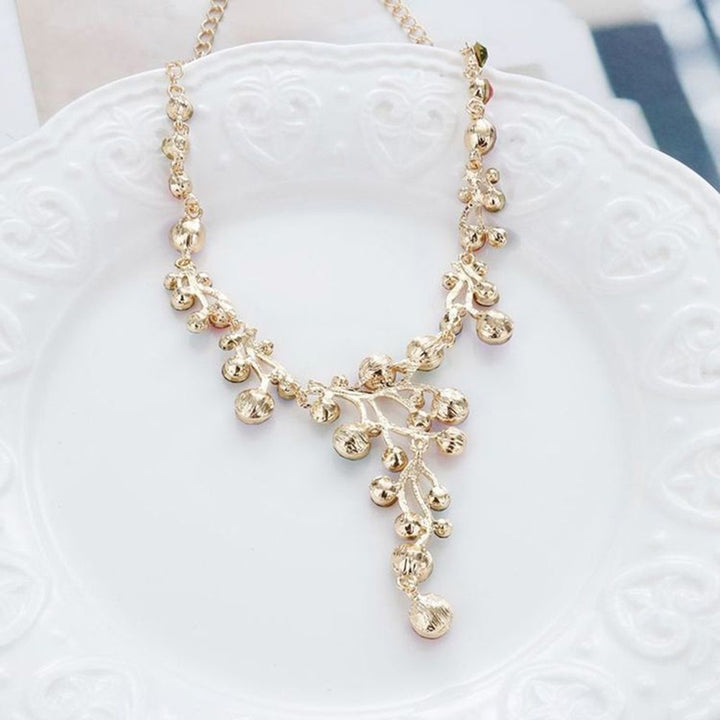 Women Fashion Multicolor Rhinestone Y-shaped Branch Bib Collar Chain Necklace Image 7