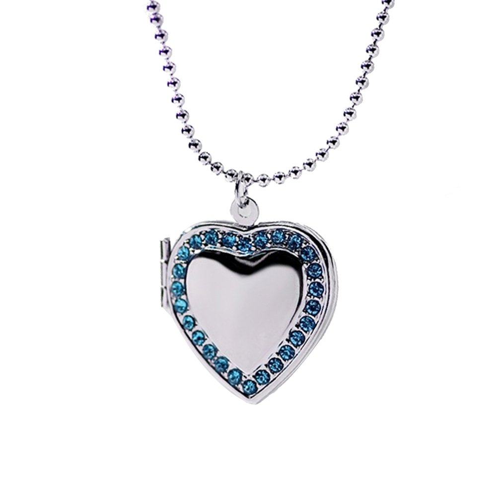 Women Rhinestone Heart Photo Frame Locket Necklace Clavicle Chain Jewelry Gift Image 8