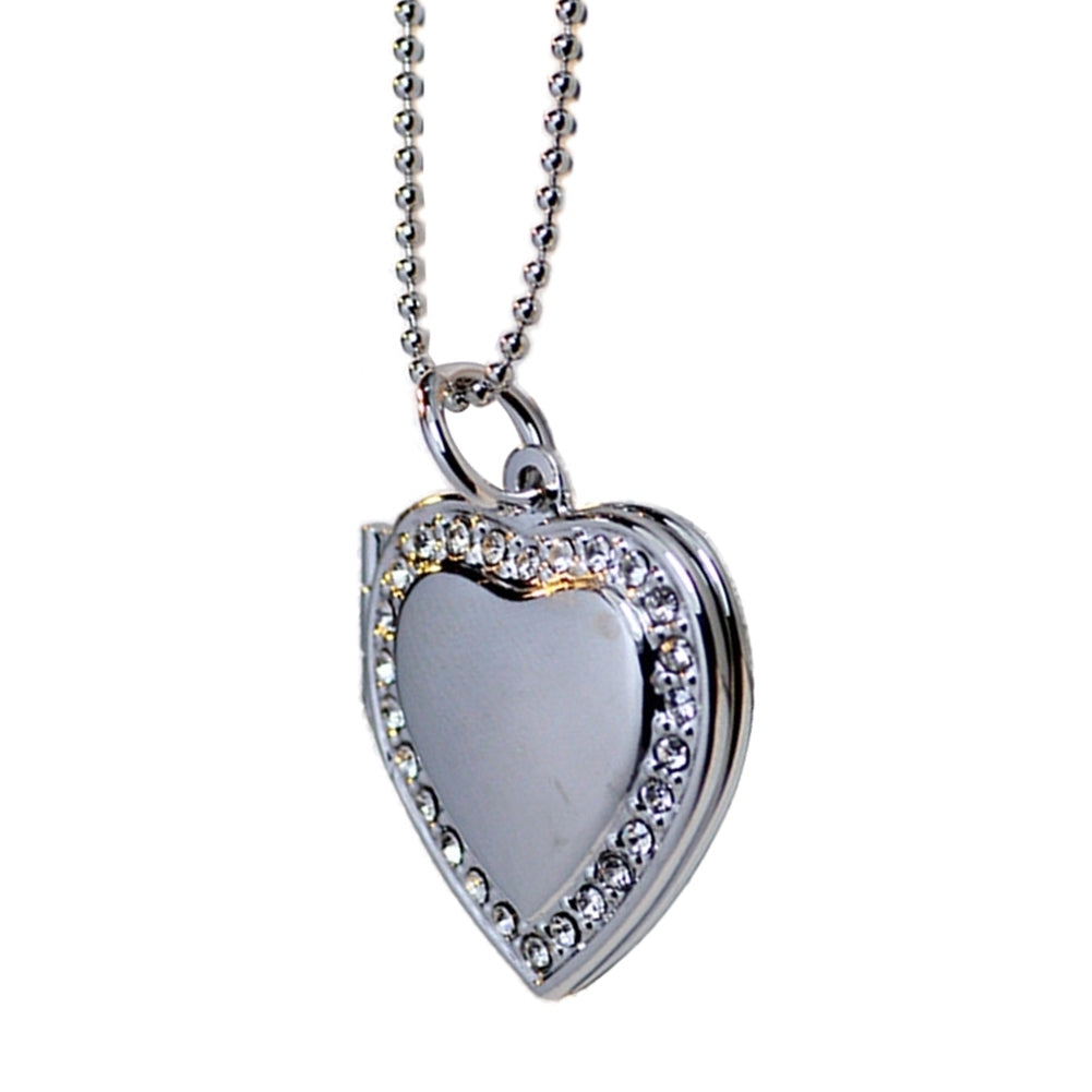 Women Rhinestone Heart Photo Frame Locket Necklace Clavicle Chain Jewelry Gift Image 10