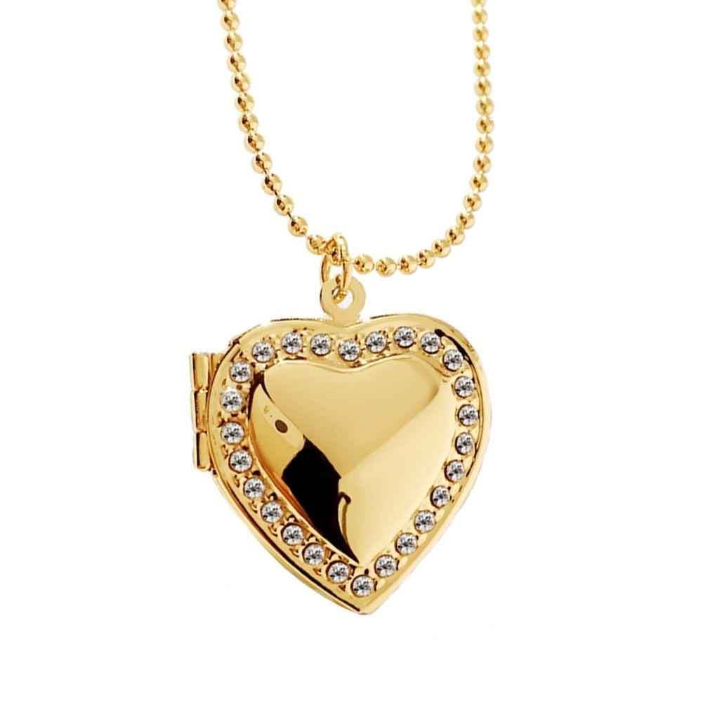 Women Rhinestone Heart Photo Frame Locket Necklace Clavicle Chain Jewelry Gift Image 12