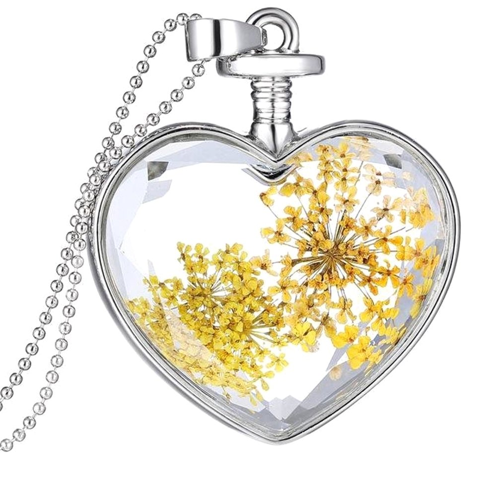 Fashion Women Heart Glass Flower Pendant Necklace Clavicle Chain Jewelry Gift Image 4