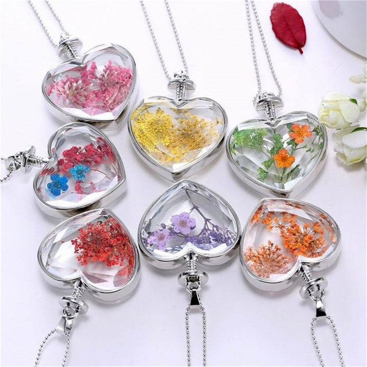 Fashion Women Heart Glass Flower Pendant Necklace Clavicle Chain Jewelry Gift Image 4