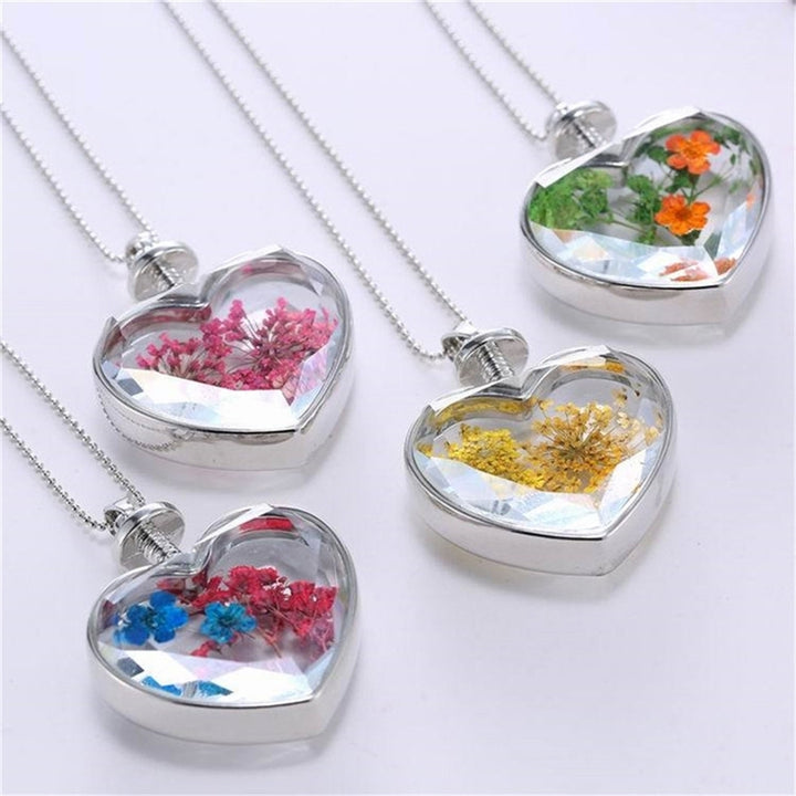 Fashion Women Heart Glass Flower Pendant Necklace Clavicle Chain Jewelry Gift Image 6