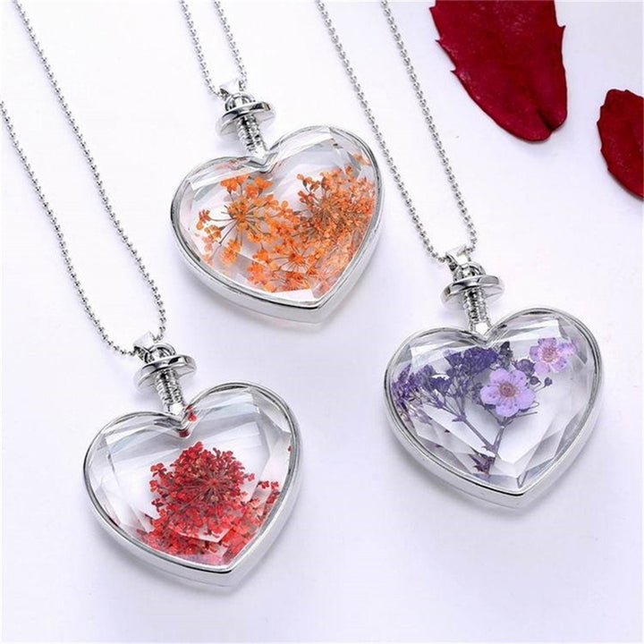 Fashion Women Heart Glass Flower Pendant Necklace Clavicle Chain Jewelry Gift Image 7