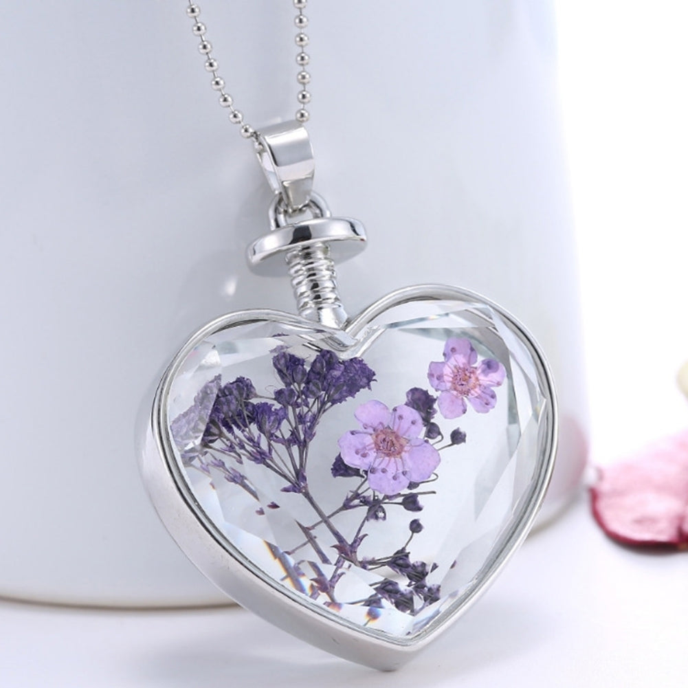 Fashion Women Heart Glass Flower Pendant Necklace Clavicle Chain Jewelry Gift Image 10