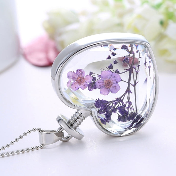 Fashion Women Heart Glass Flower Pendant Necklace Clavicle Chain Jewelry Gift Image 11