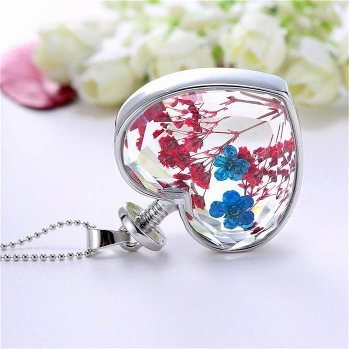 Fashion Women Heart Glass Flower Pendant Necklace Clavicle Chain Jewelry Gift Image 12