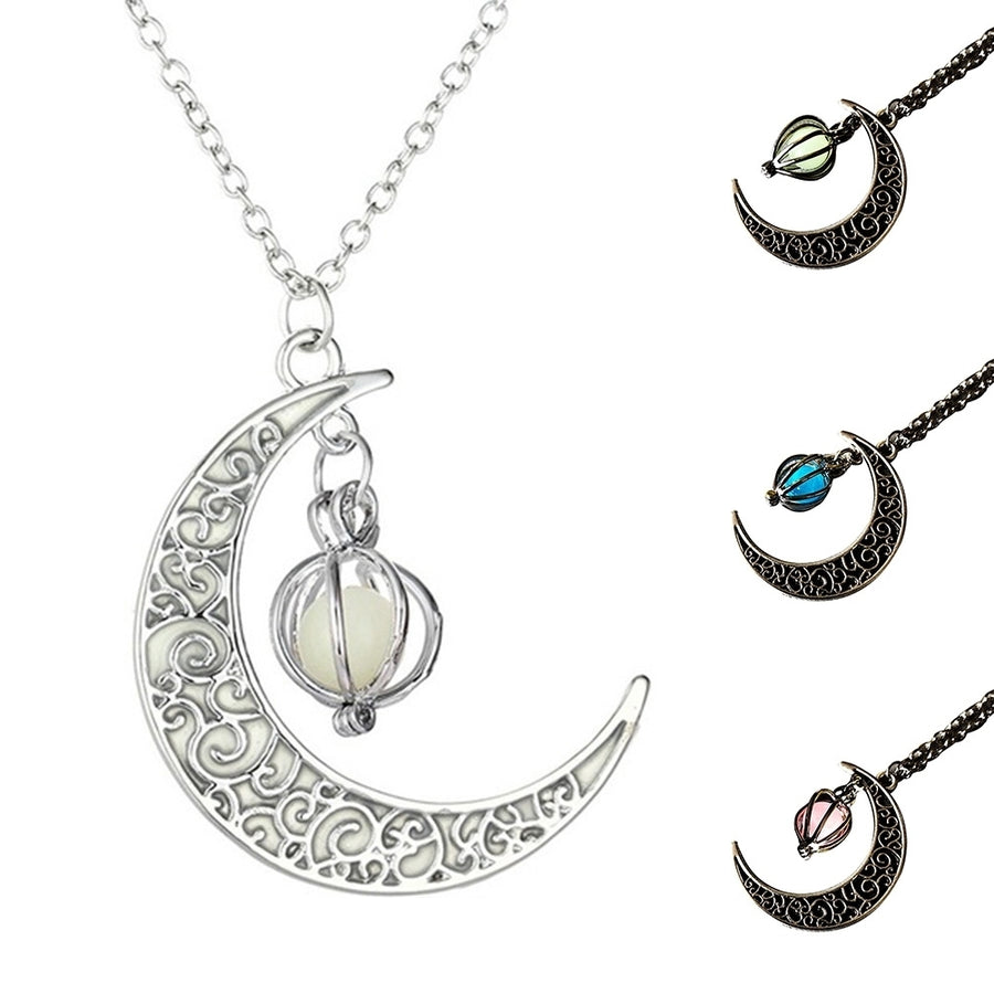 Fashion Women Moon Pumpkin Pendant Luminous Chain Necklace Party Jewelry Gift Image 1