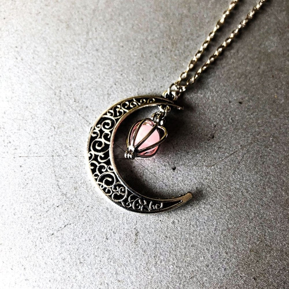 Fashion Women Moon Pumpkin Pendant Luminous Chain Necklace Party Jewelry Gift Image 4