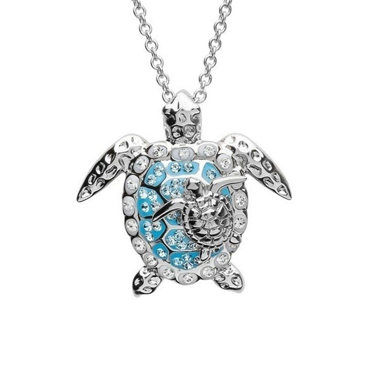 Fashion Women Rhinestone Turtle Mother Baby Pendant Chain Necklace Jewelry Gift Image 4