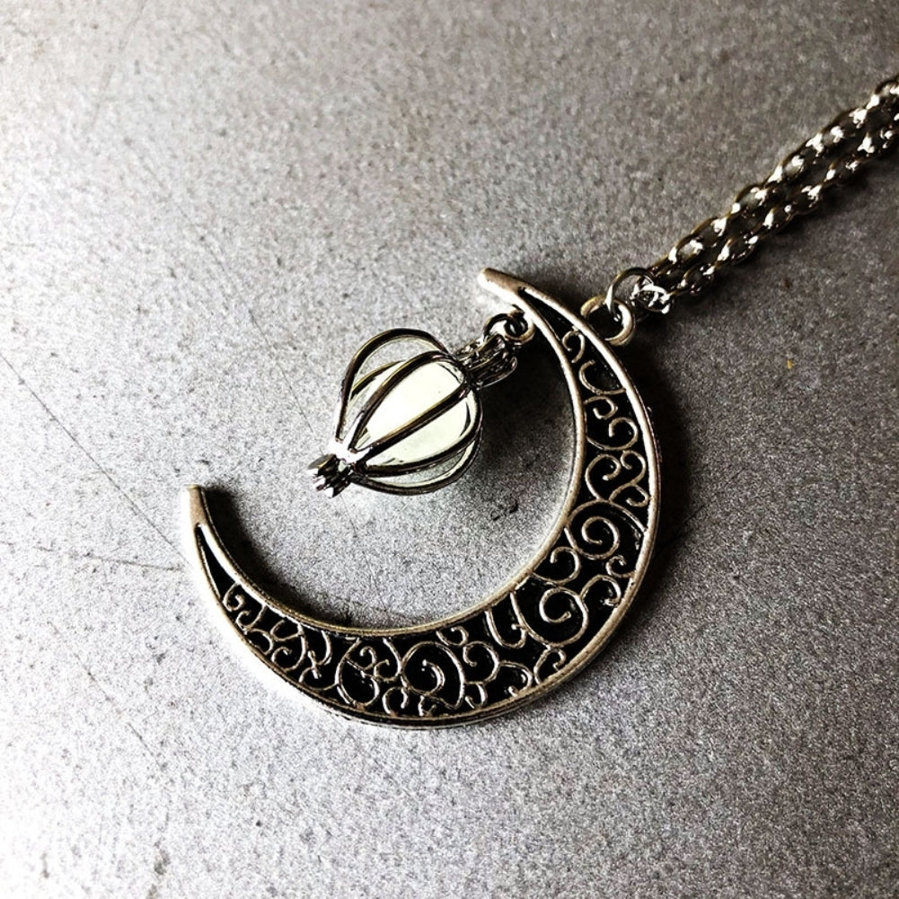 Fashion Women Moon Pumpkin Pendant Luminous Chain Necklace Party Jewelry Gift Image 4