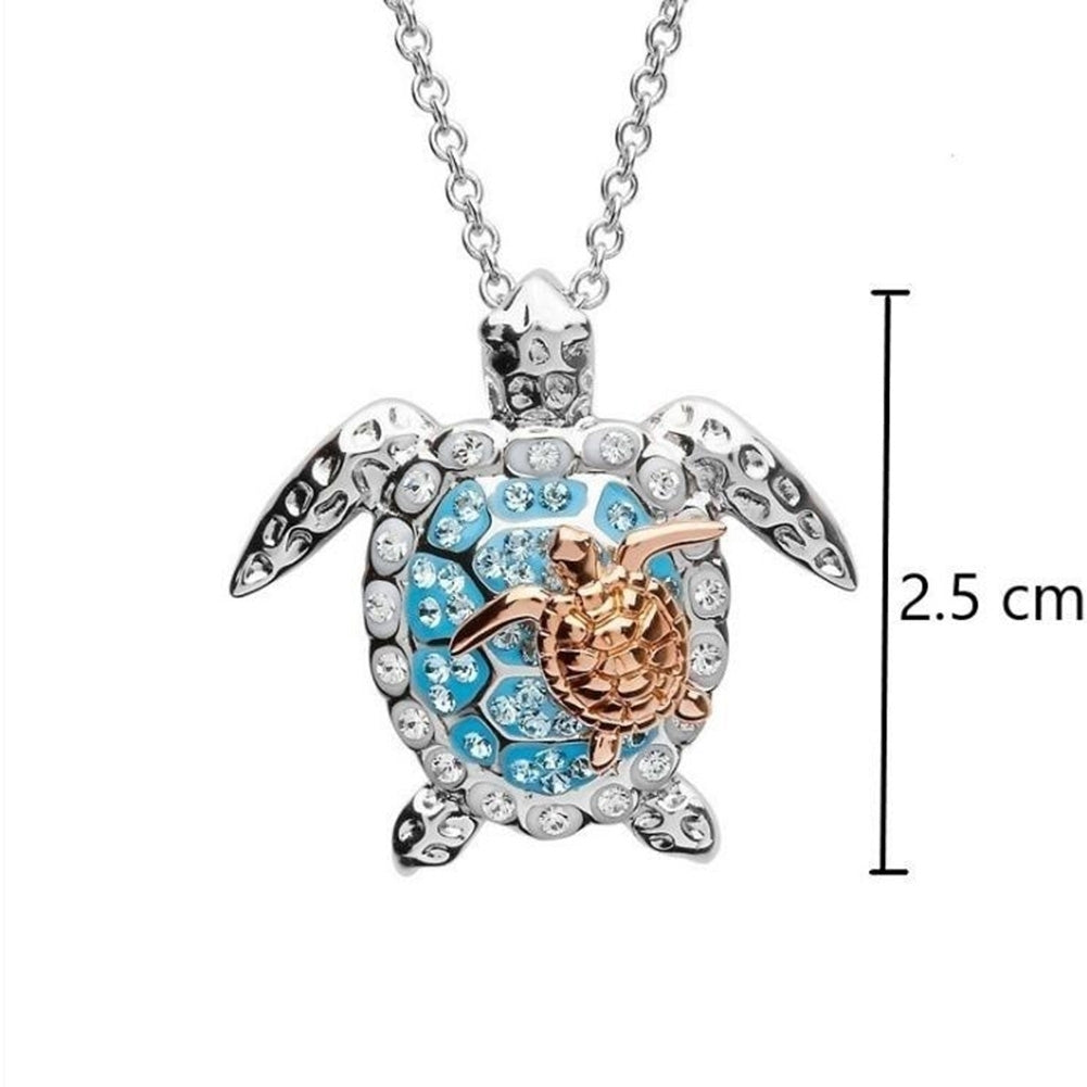 Fashion Women Rhinestone Turtle Mother Baby Pendant Chain Necklace Jewelry Gift Image 6