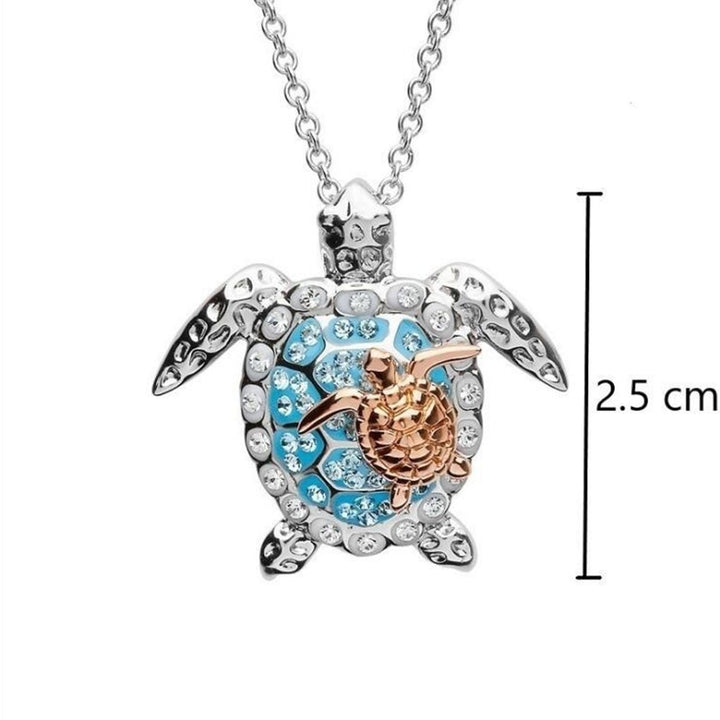 Fashion Women Rhinestone Turtle Mother Baby Pendant Chain Necklace Jewelry Gift Image 6