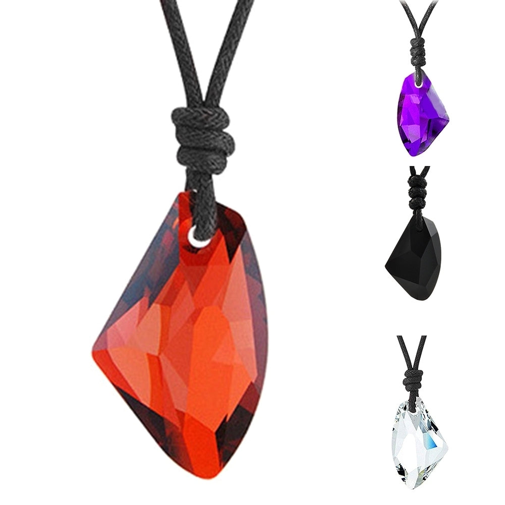 Fashion Men Women Faux Crystal Pendant Adjustable Rope Necklace Jewelry Gift Image 1