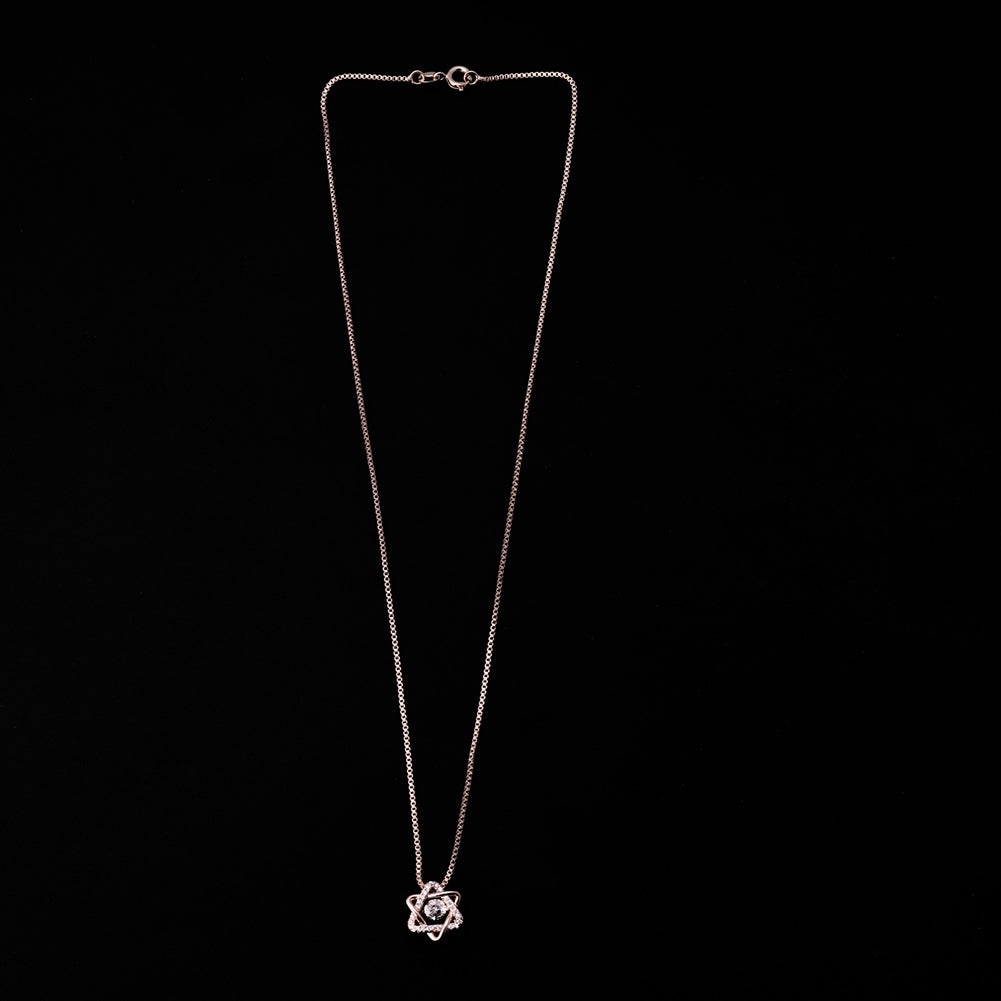 Women Cubic Zirconia Rotating Hexagram Pendant Clavicle Chain Necklace Jewelry Image 9