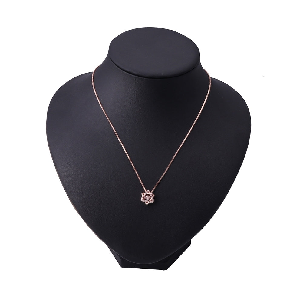 Women Cubic Zirconia Rotating Hexagram Pendant Clavicle Chain Necklace Jewelry Image 10