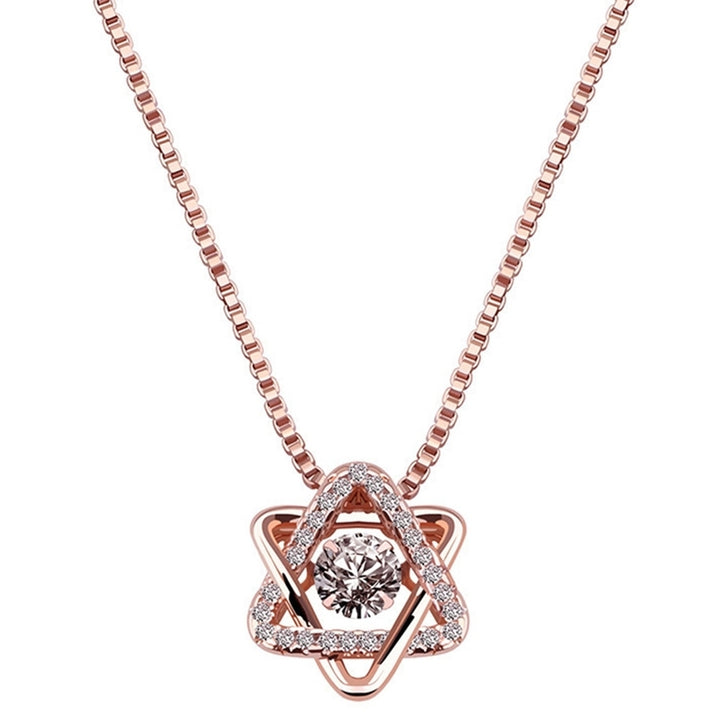 Women Cubic Zirconia Rotating Hexagram Pendant Clavicle Chain Necklace Jewelry Image 11