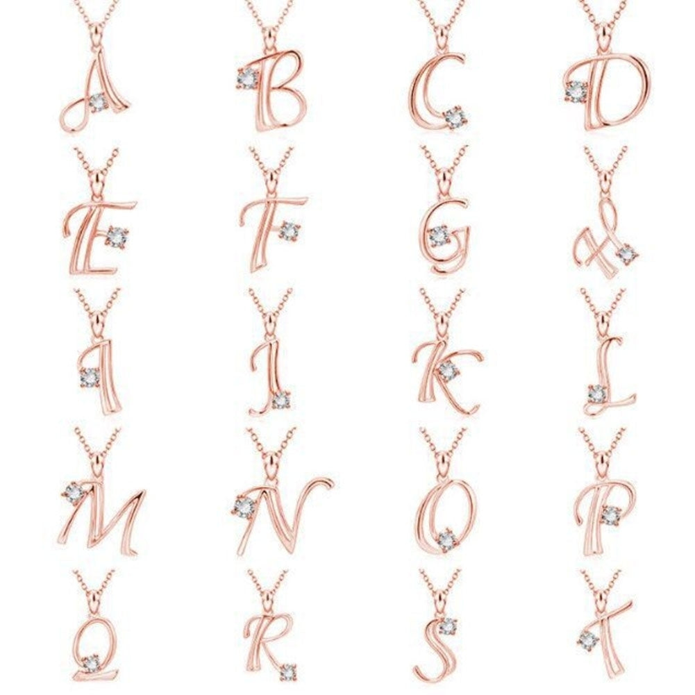 Women Cubic Zirconia Inlaid English Letters Pendant Chain Necklace Jewelry Gift Image 1